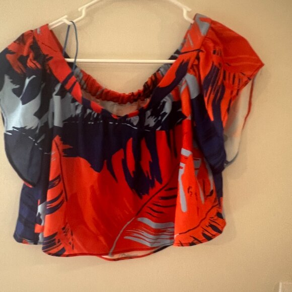 NWT Nicholas Off-Shoulder Tropical Print Crop Top size 4 - Picture 5 of 12